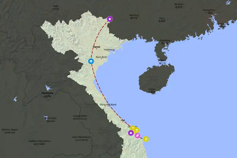 Example Vietnam itinerary planner route
