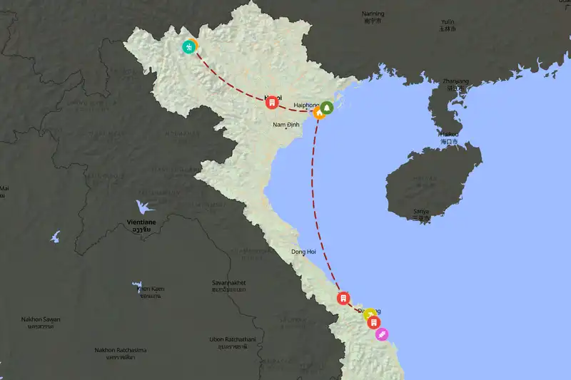 Example Vietnam itinerary planner route