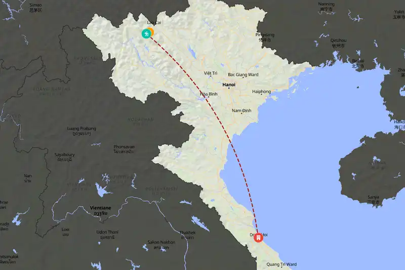 Example Vietnam itinerary planner route