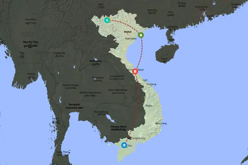 Example Vietnam itinerary planner route