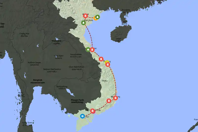 Example Vietnam itinerary planner route