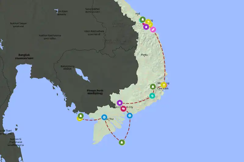 Example Vietnam itinerary planner route