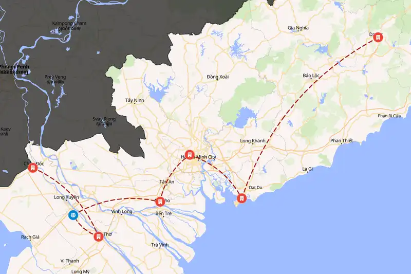 Example Vietnam itinerary planner route