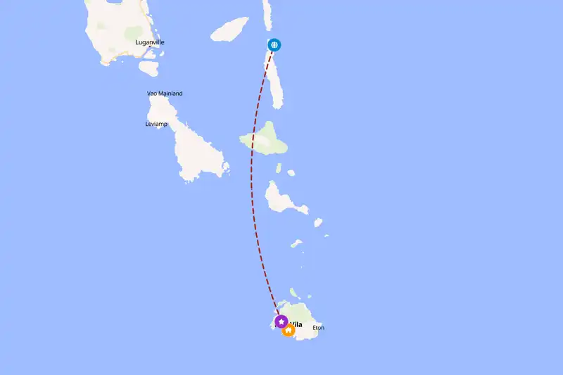 Example Vanuatu itinerary planner route