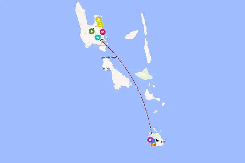 Example Vanuatu itinerary planner route