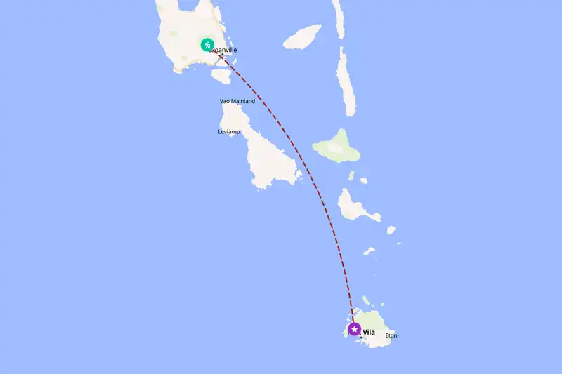 Example Vanuatu itinerary planner route