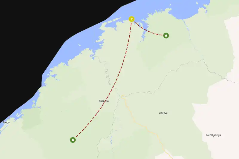 Example Zimbabwe itinerary planner route