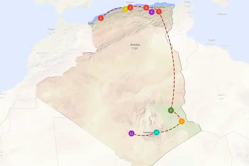 Example route for Algeria