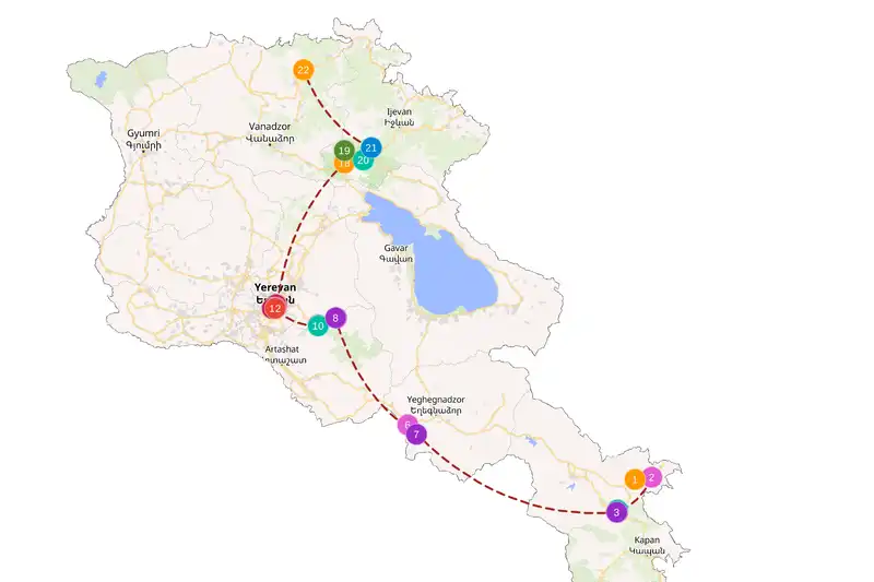 Example route for Armenia