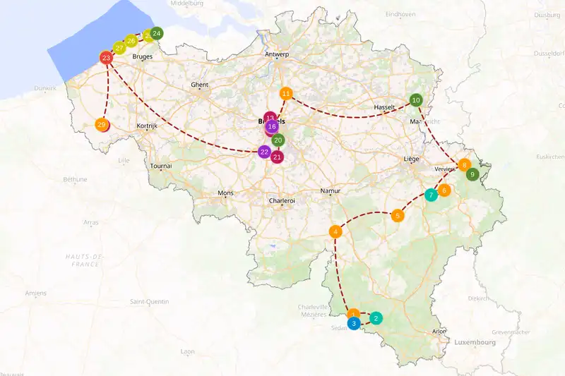Example route for Belgium
