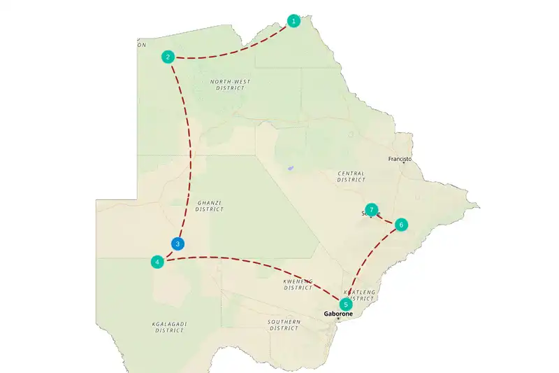 Example route for Botswana