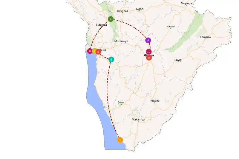 Example route for Burundi