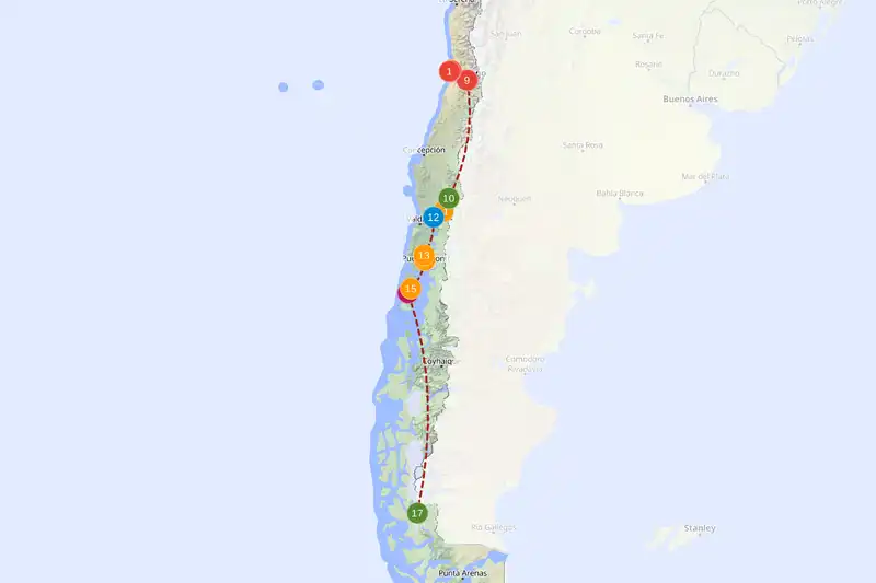 Example route for Chile