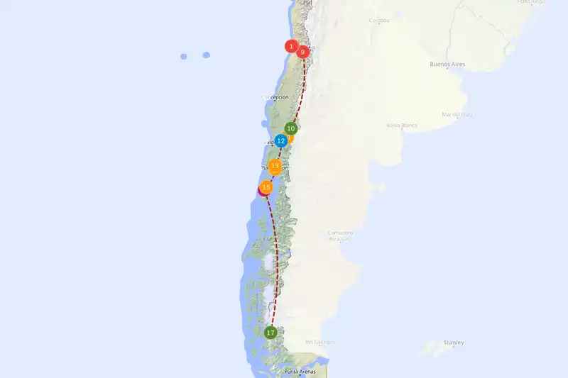 Example route for Chile