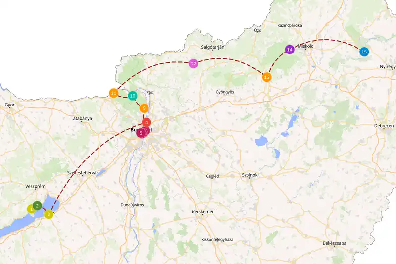 Example route for Hungary