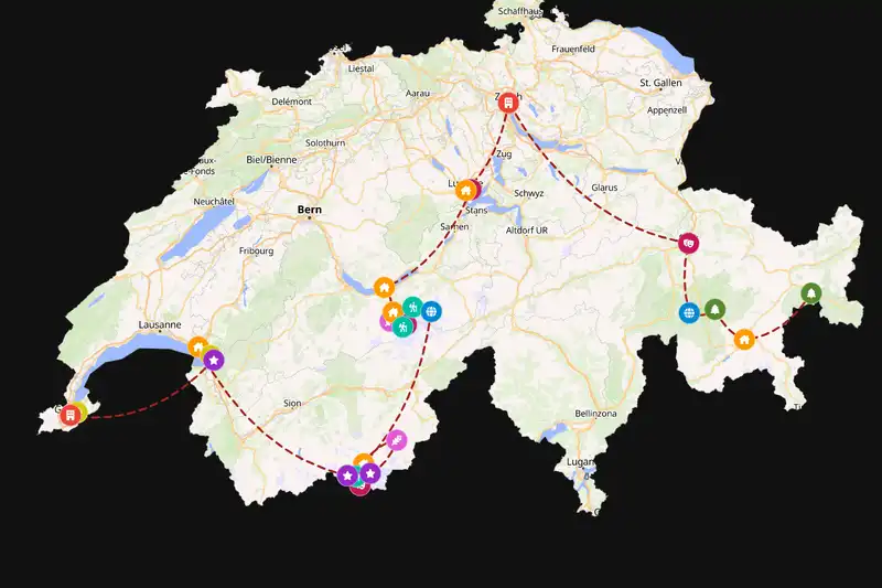 Example Switzerland itinerary planner route