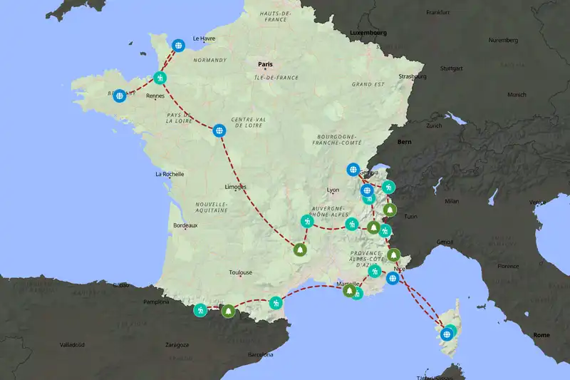 Example France itinerary planner route