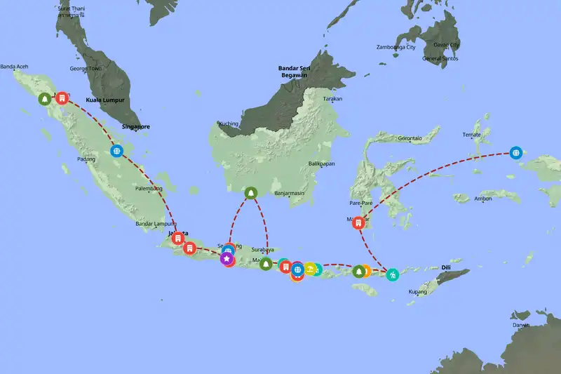 Example Indonesia itinerary planner route