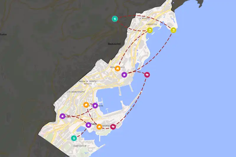 Example Monaco itinerary planner route