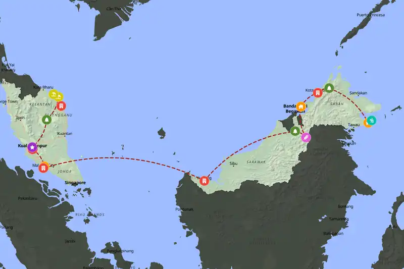 Example Malaysia itinerary planner route