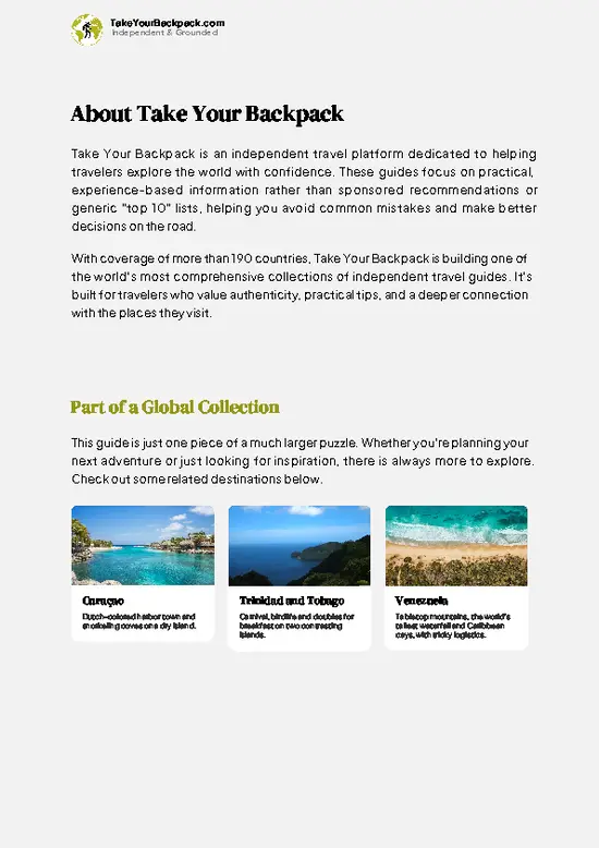 example page 1 from our offline Travel Guide for Aruba