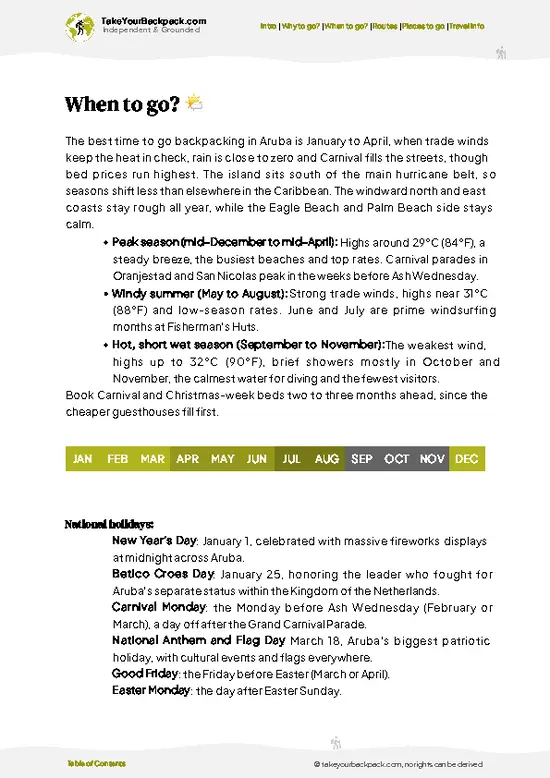 example page 3 from our offline Travel Guide for Aruba