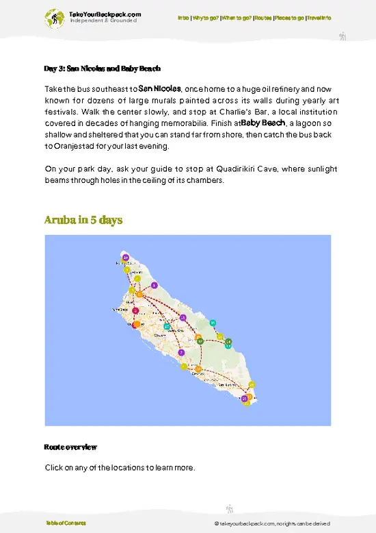 example page 4 from our offline Travel Guide for Aruba