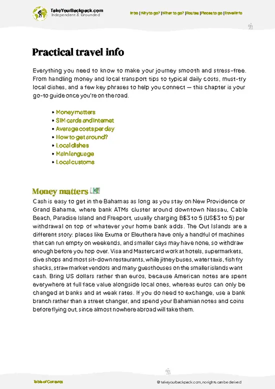 example page 7 from our offline Travel Guide for Bahamas