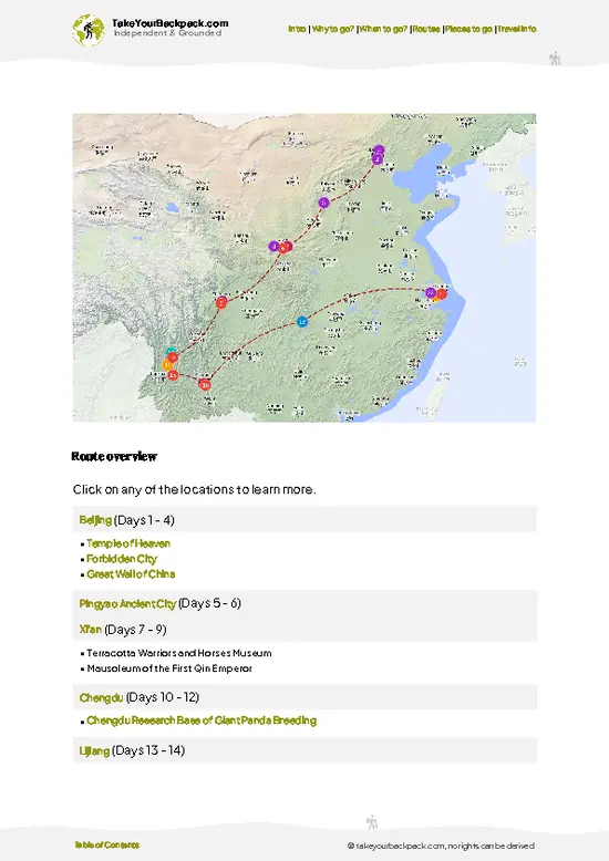 example page 4 from our offline Travel Guide for China