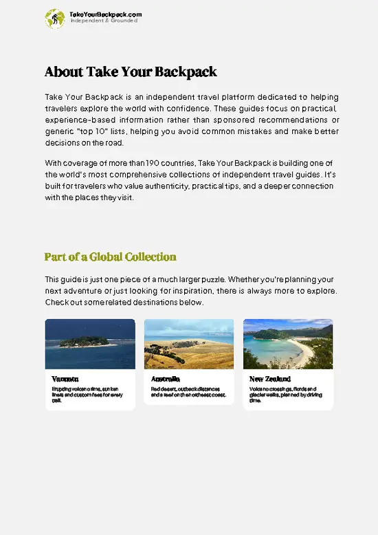 example page 1 from our offline Travel Guide for Fiji