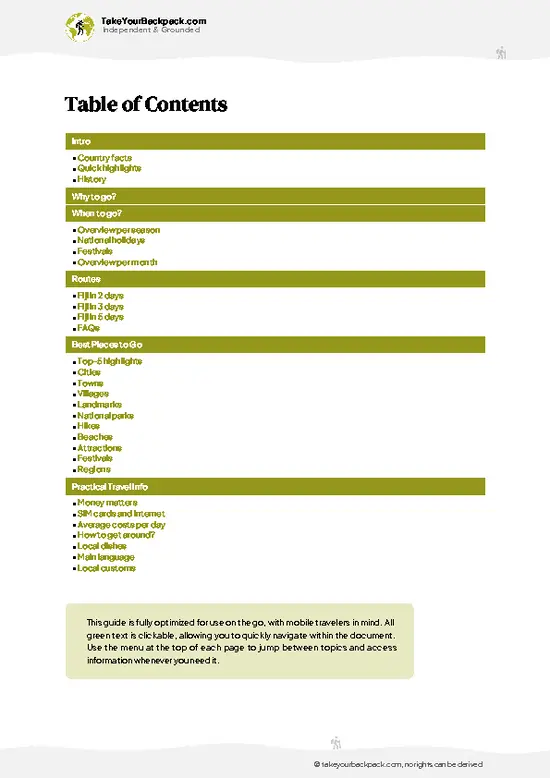 example page 2 from our offline Travel Guide for Fiji