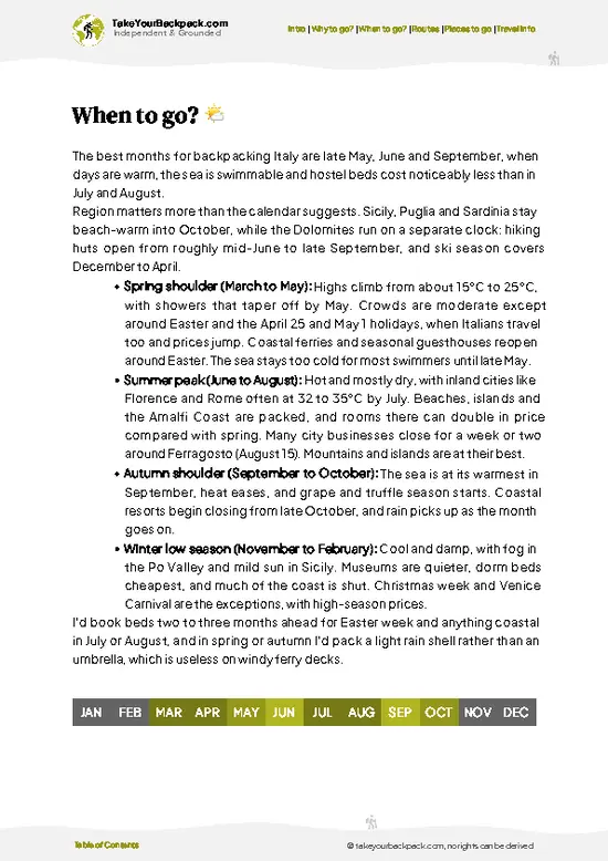 example page 3 from our offline Travel Guide for Italy