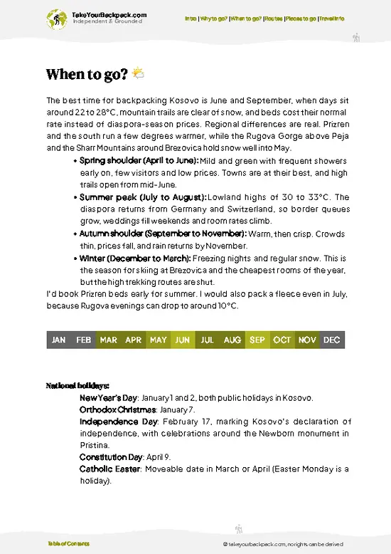 example page 3 from our offline Travel Guide for Kosovo