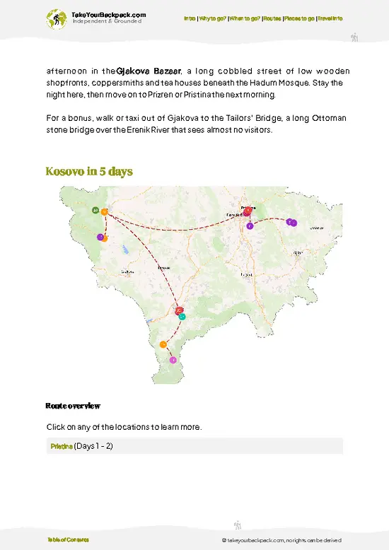 example page 4 from our offline Travel Guide for Kosovo