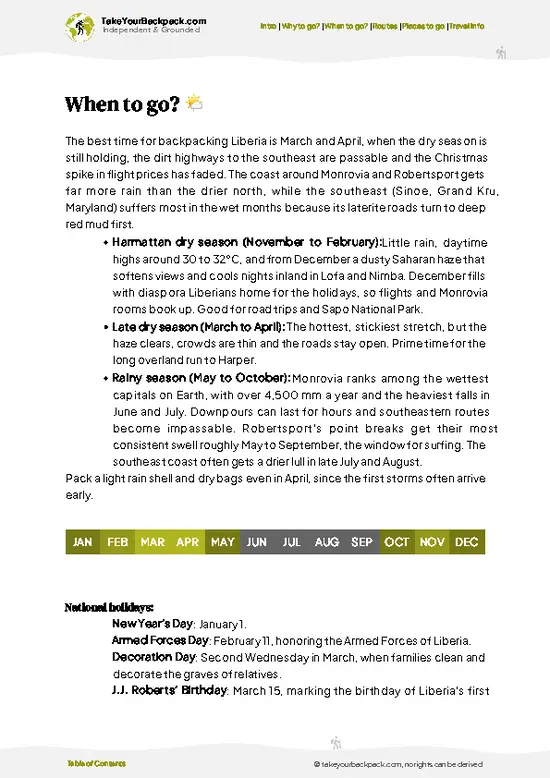 example page 3 from our offline Travel Guide for Liberia