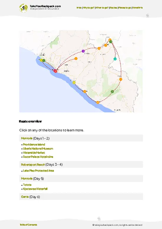example page 4 from our offline Travel Guide for Liberia