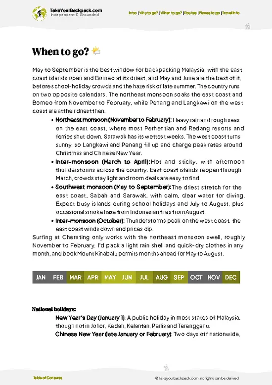 example page 3 from our offline Travel Guide for Malaysia