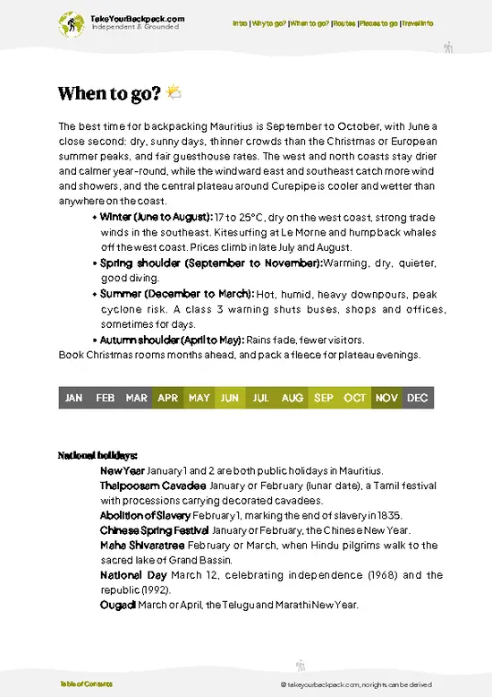 example page 3 from our offline Travel Guide for Mauritius