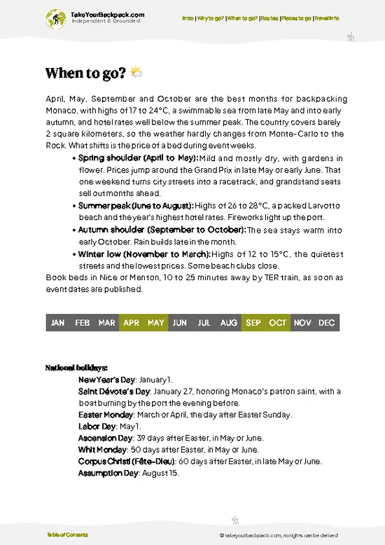 example page 3 from our offline Travel Guide for Monaco
