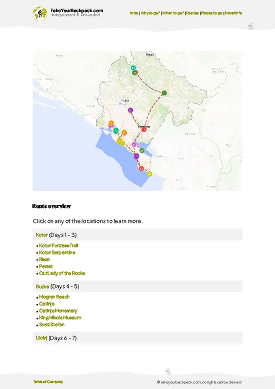 example page 4 from our offline Travel Guide for Montenegro