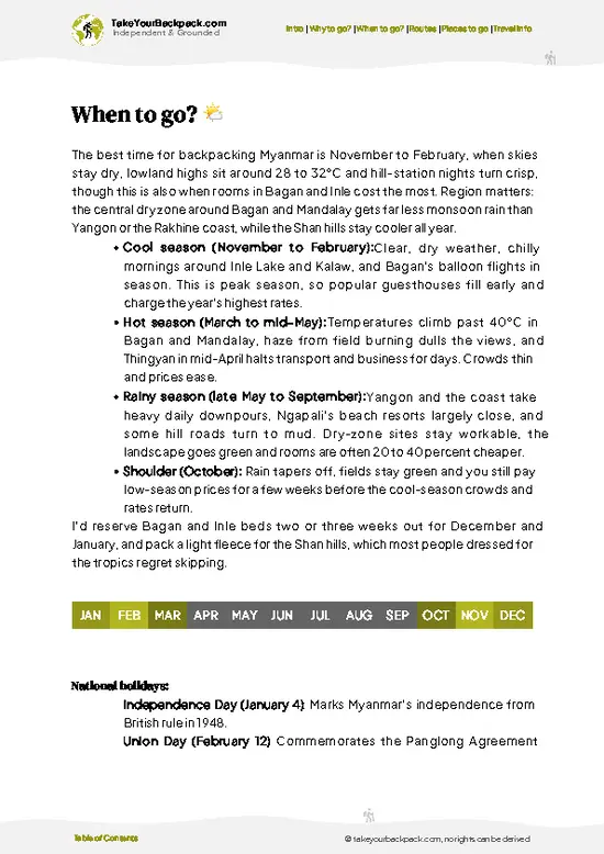 example page 3 from our offline Travel Guide for Myanmar