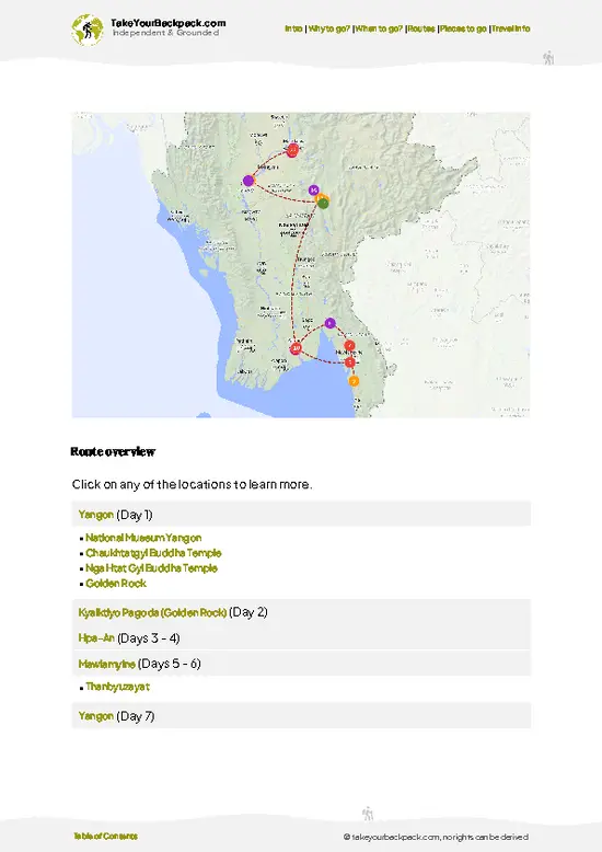 example page 4 from our offline Travel Guide for Myanmar