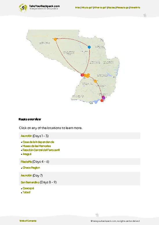 example page 4 from our offline Travel Guide for Paraguay