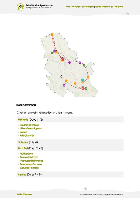 example page 4 from our offline Travel Guide for Serbia