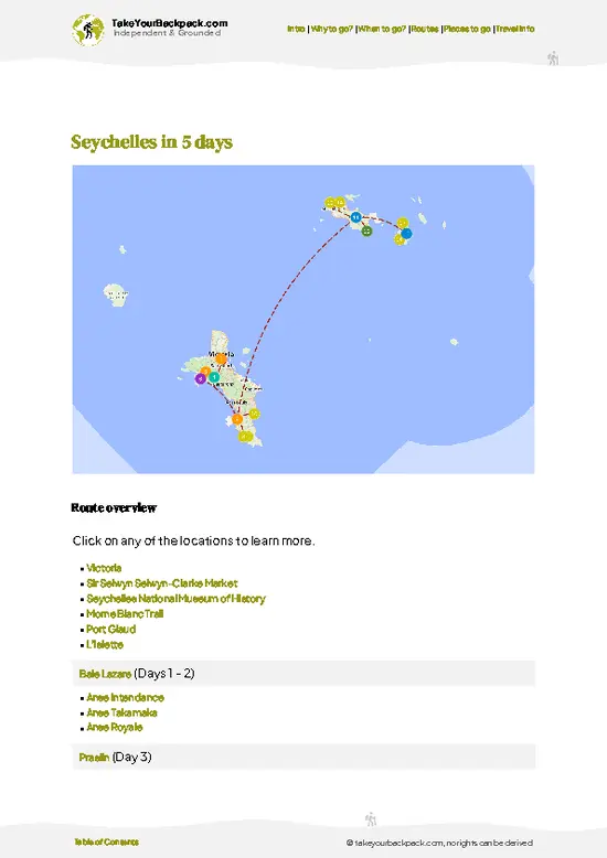 example page 4 from our offline Travel Guide for Seychelles