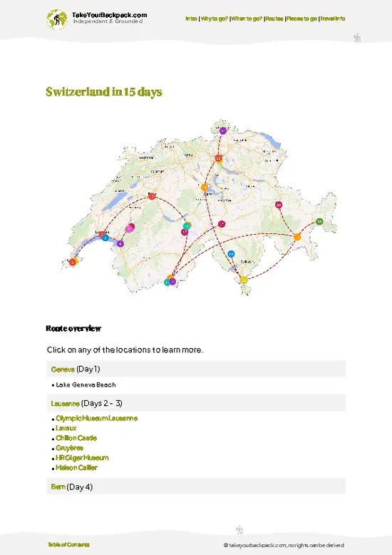 example page 4 from our offline Travel Guide for Switzerland
