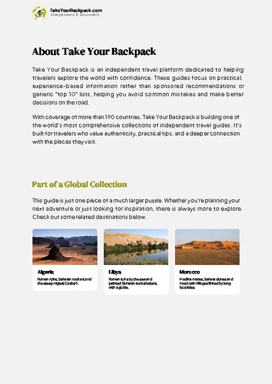 example page 1 from our offline Travel Guide for Tunisia