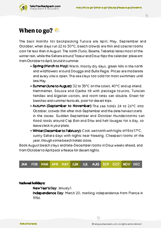 example page 3 from our offline Travel Guide for Tunisia