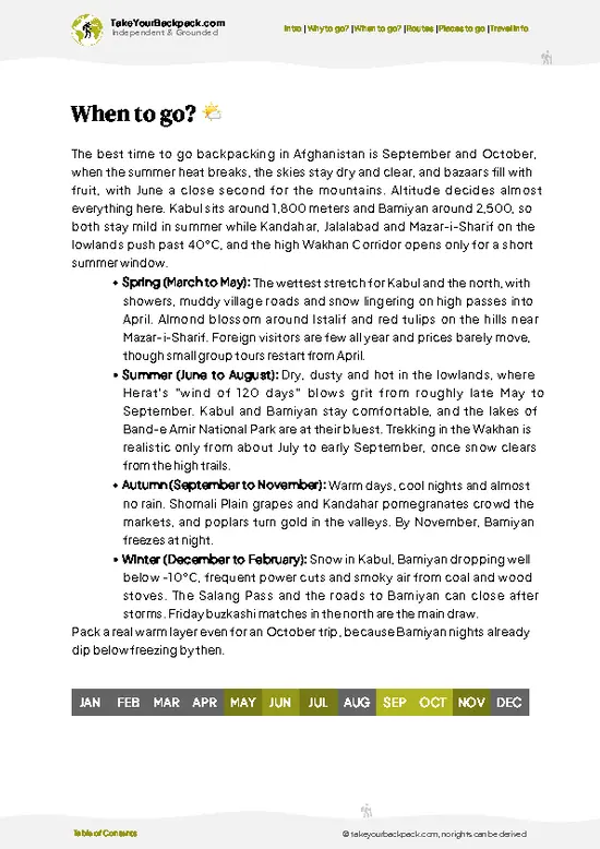 example page 3 from our offline Travel Guide for Afghanistan