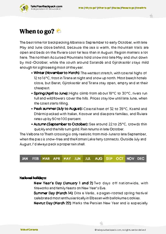 example page 3 from our offline Travel Guide for Albania